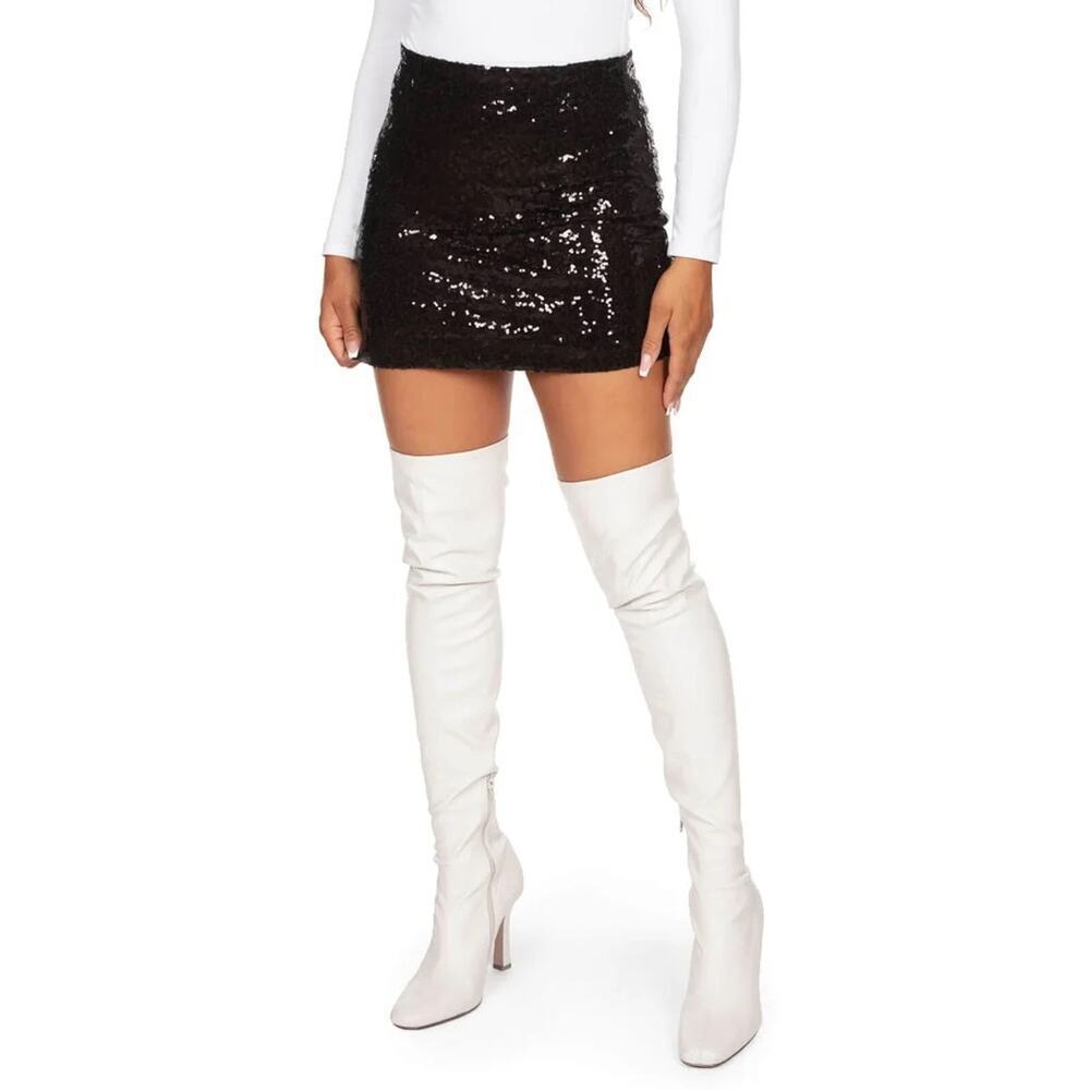 🔹 Tipsy Elves Black Sequin Mini Skirt Party Holiday New Year Outfit Glam NEW
